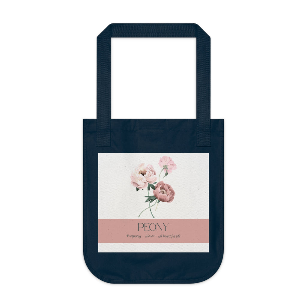 Organic Canvas Tote Bag with Floriography Peony Design by The Peony Haus - The Peony Haus