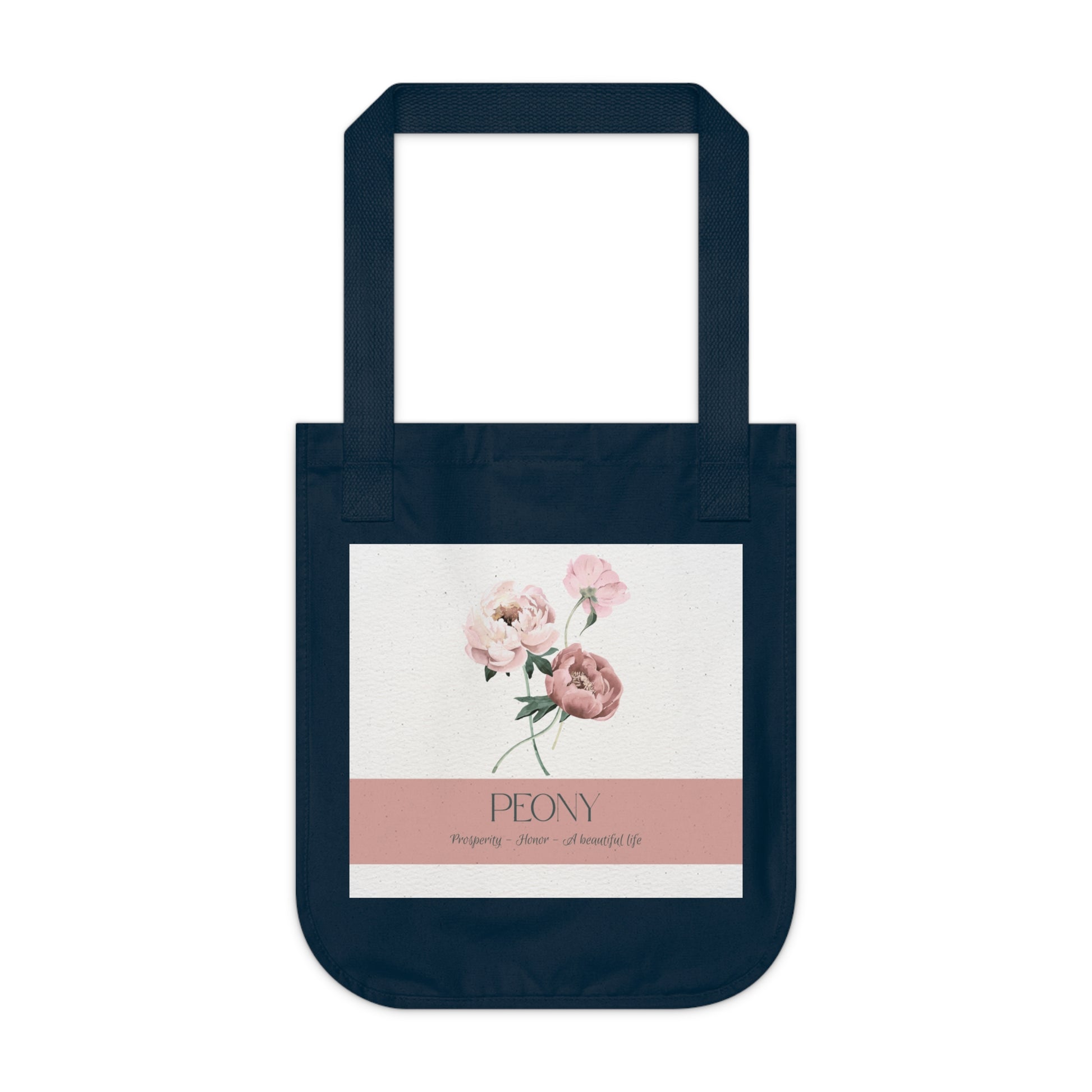 Organic Canvas Tote Bag with Floriography Peony Design by The Peony Haus - The Peony Haus