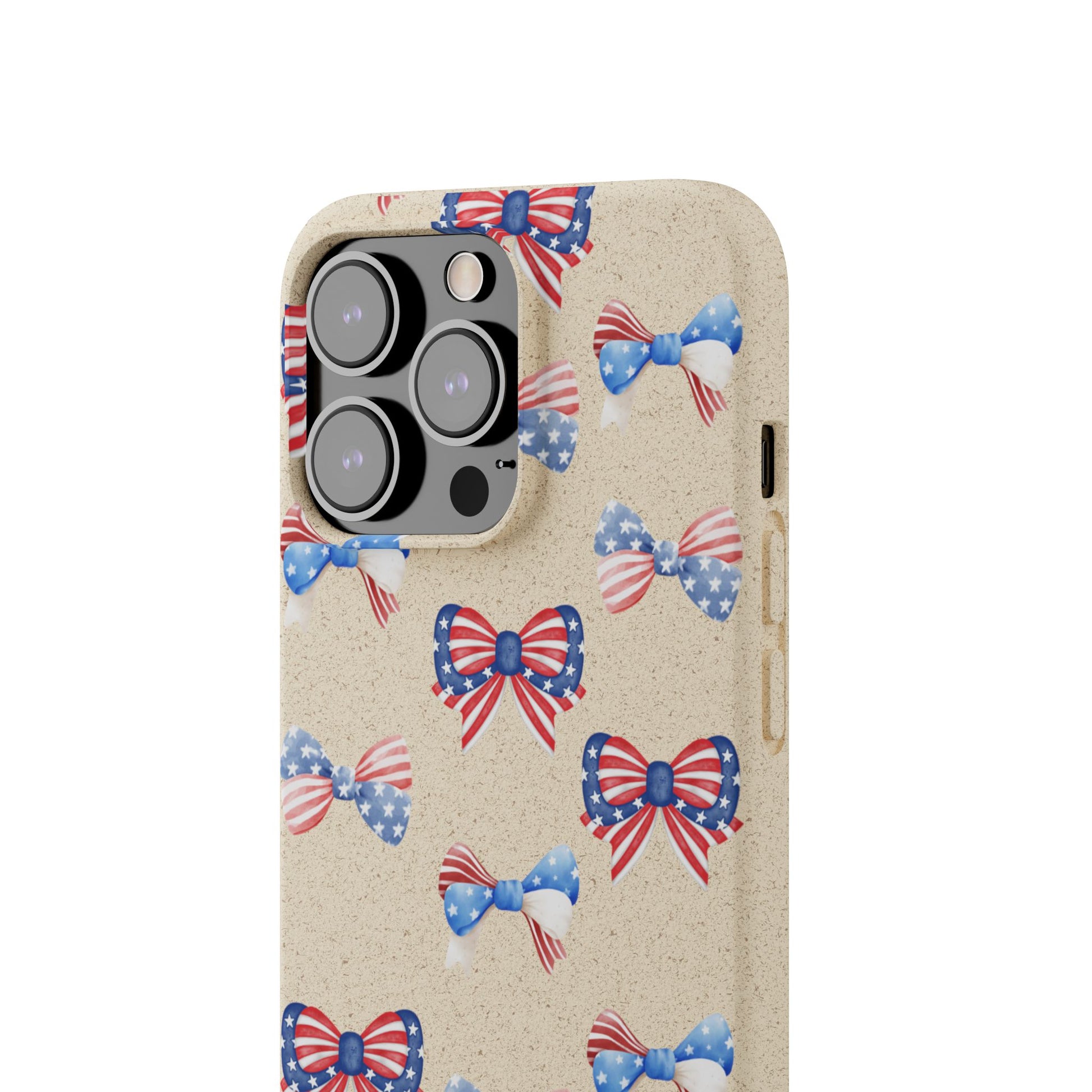 Red, White & Blue Bow Phone Case, Eco-Friendly Cell Phone Cover, Patriotic Biodegradable Case, USA Independence Day Gift, Summer Celebration - The Peony Haus