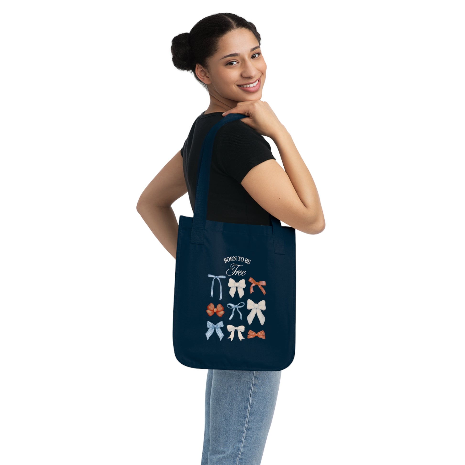 Organic Canvas Tote Bag - Born to be free - The Peony Haus