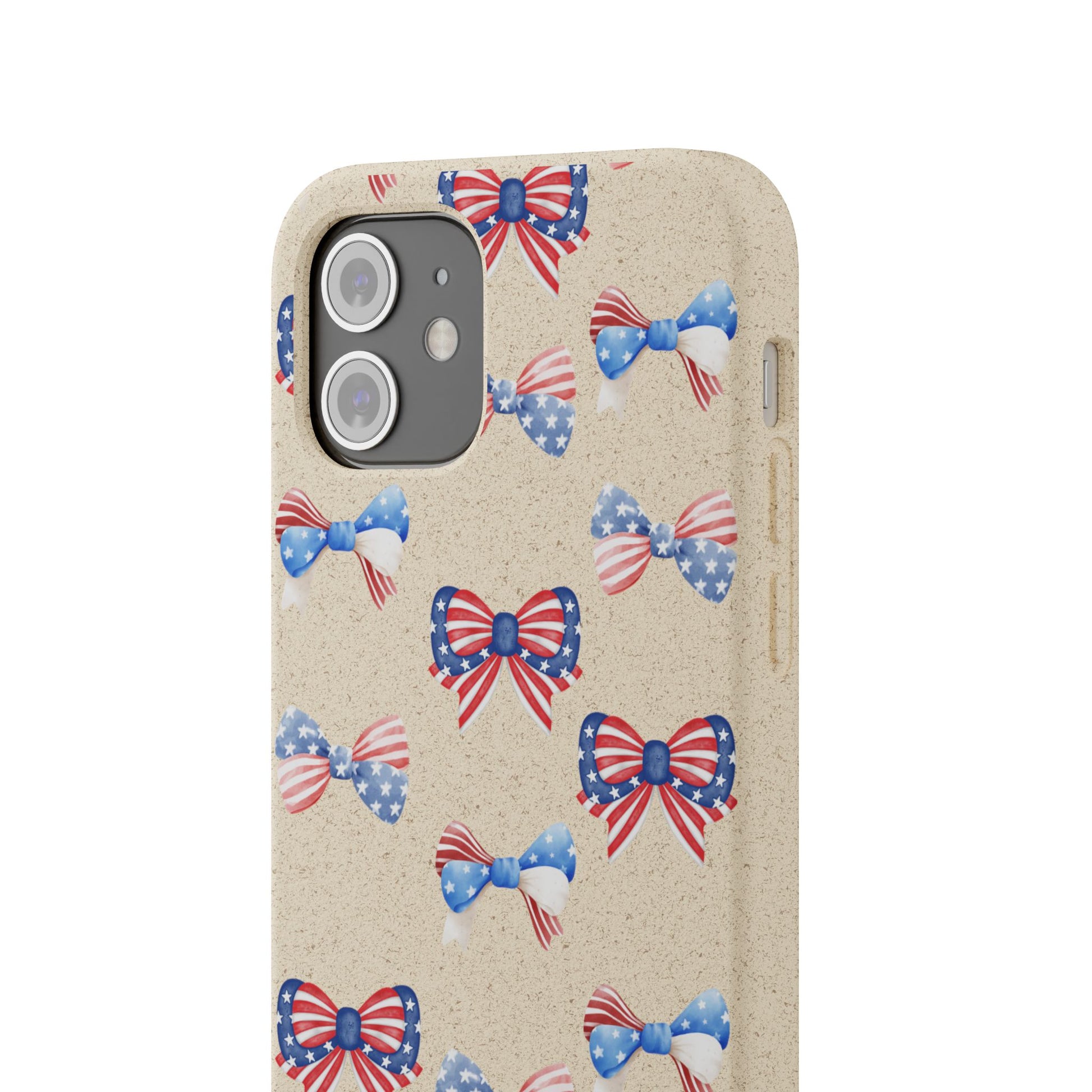 Red, White & Blue Bow Phone Case, Eco-Friendly Cell Phone Cover, Patriotic Biodegradable Case, USA Independence Day Gift, Summer Celebration - The Peony Haus