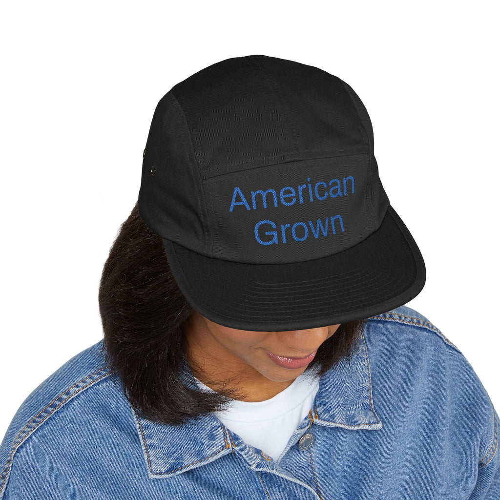 American Grown 5 Panel Cap, Embroidered Cap 100% Cotton