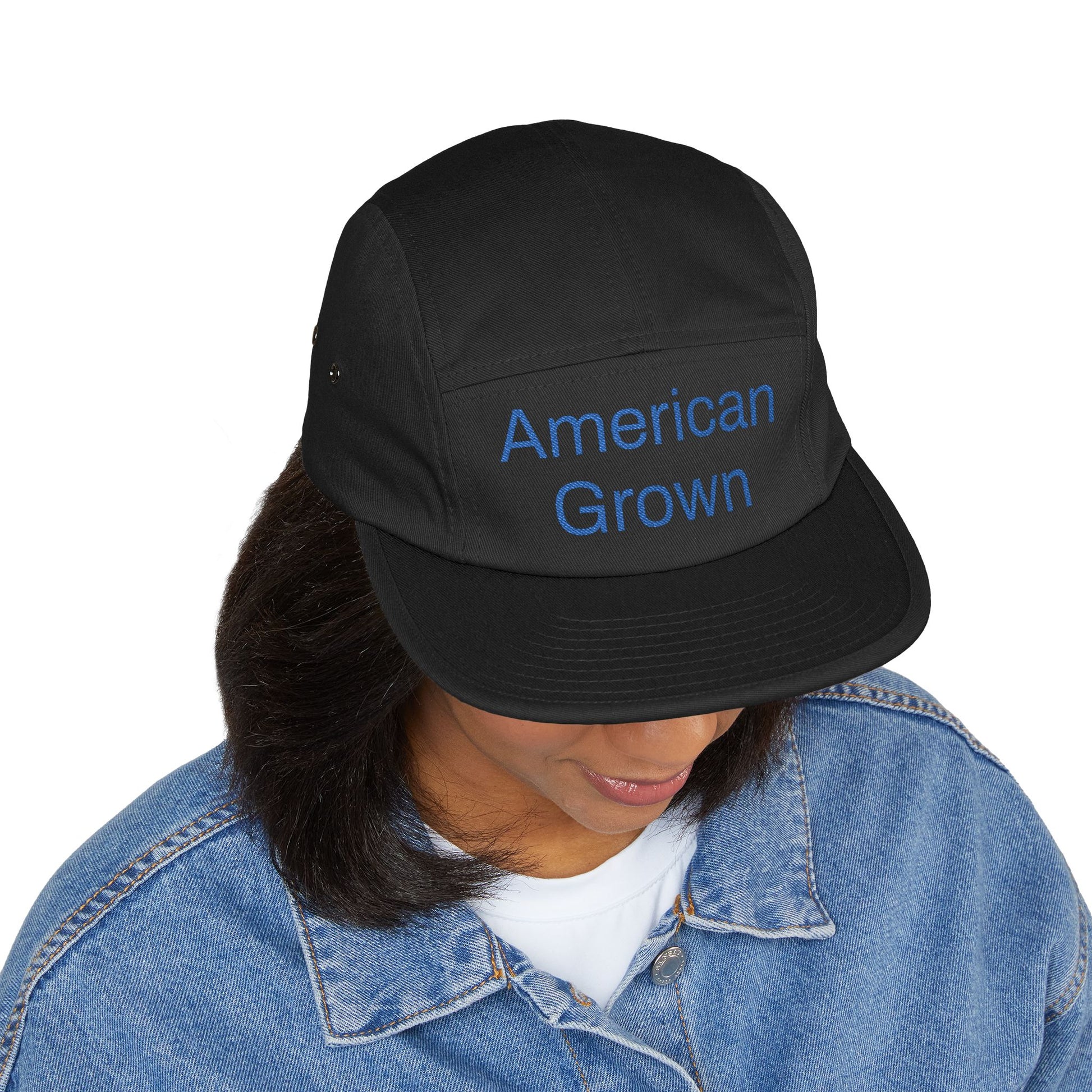 American Grown 5 Panel Cap, Embroidered Cap 100% Cotton