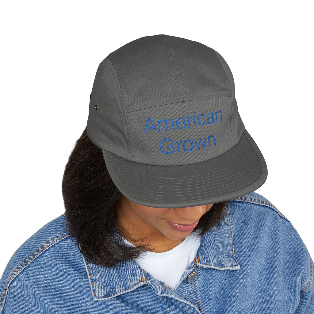 American Grown 5 Panel Cap, Embroidered Cap 100% Cotton