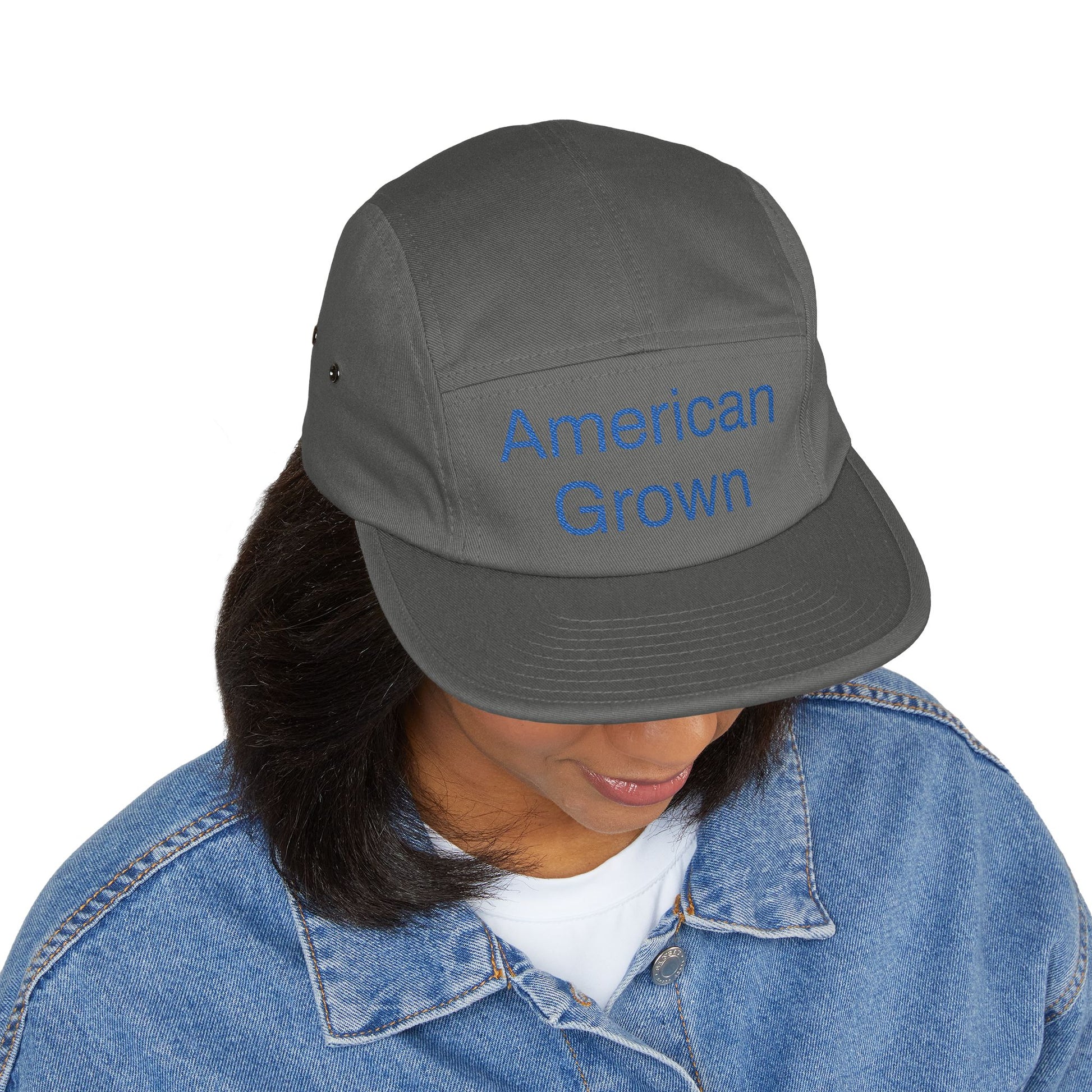 American Grown 5 Panel Cap, Embroidered Cap 100% Cotton