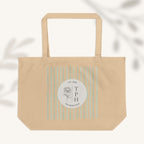 Large Eco Tote Bag | Floral and Stripes Design by The Peony Haus