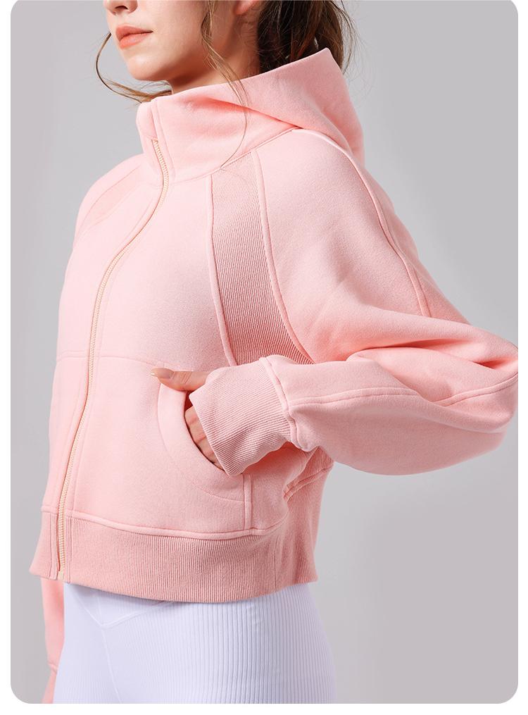 Yoga Hooded Sweater Thick Loose Casual Full Zipper Sports Jacket