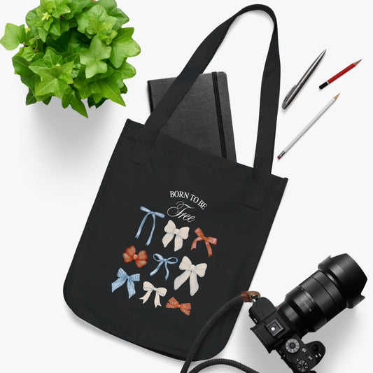 Organic Canvas Tote Bag - Born to be free - The Peony Haus