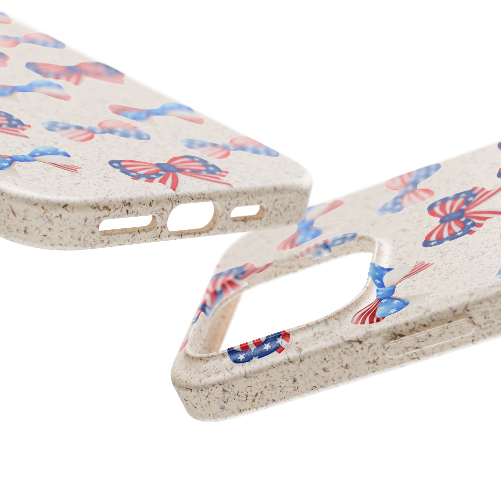 Red, White & Blue Bow Phone Case, Eco-Friendly Cell Phone Cover, Patriotic Biodegradable Case, USA Independence Day Gift, Summer Celebration - The Peony Haus