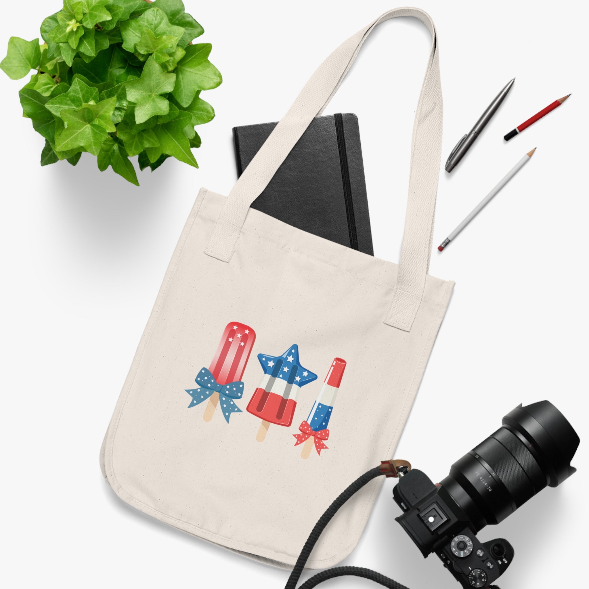 Patriotic Icy Organic Canvas Tote Bag