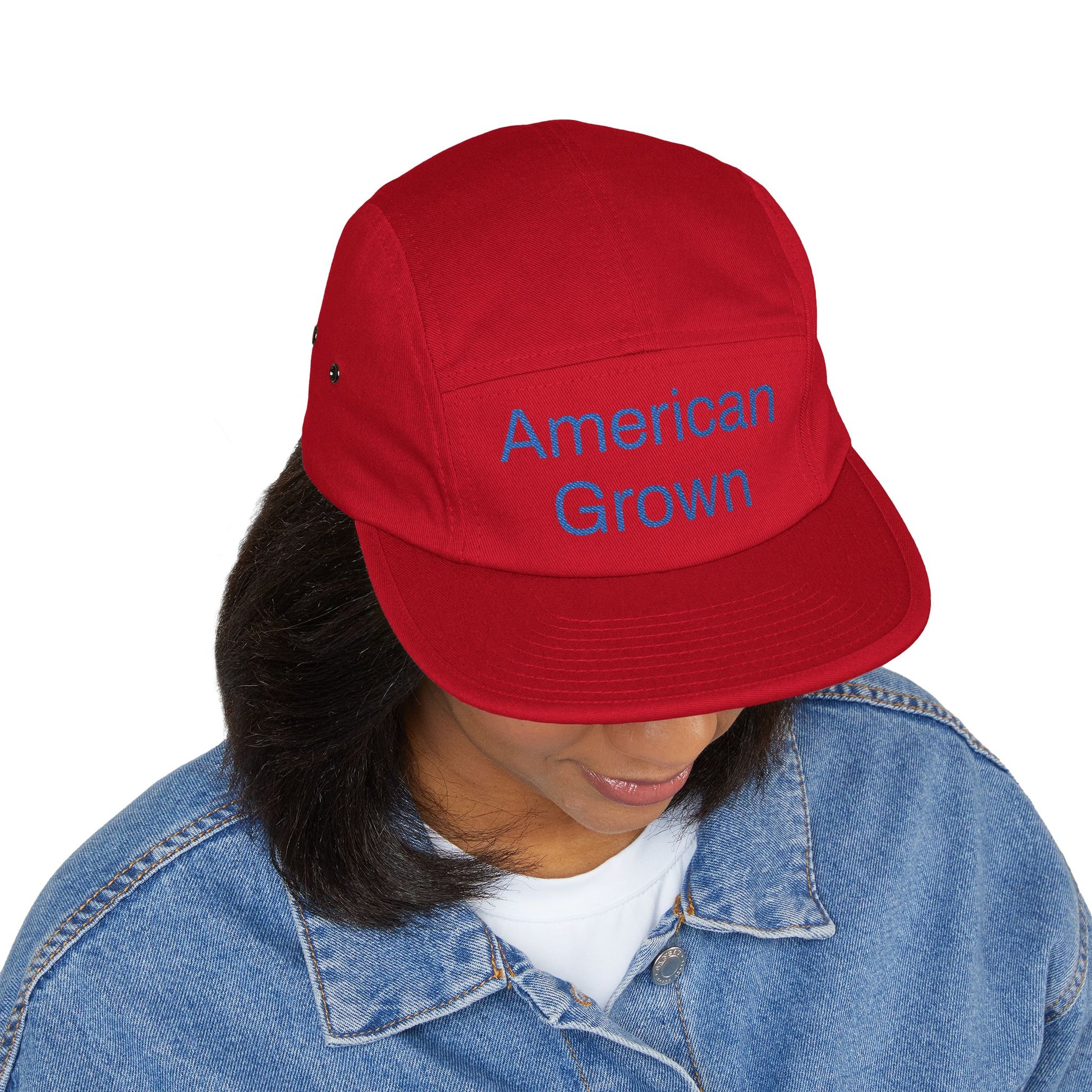 American Grown 5 Panel Cap, Embroidered Cap 100% Cotton