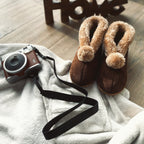 Suede Slipper Boots in Chestnut