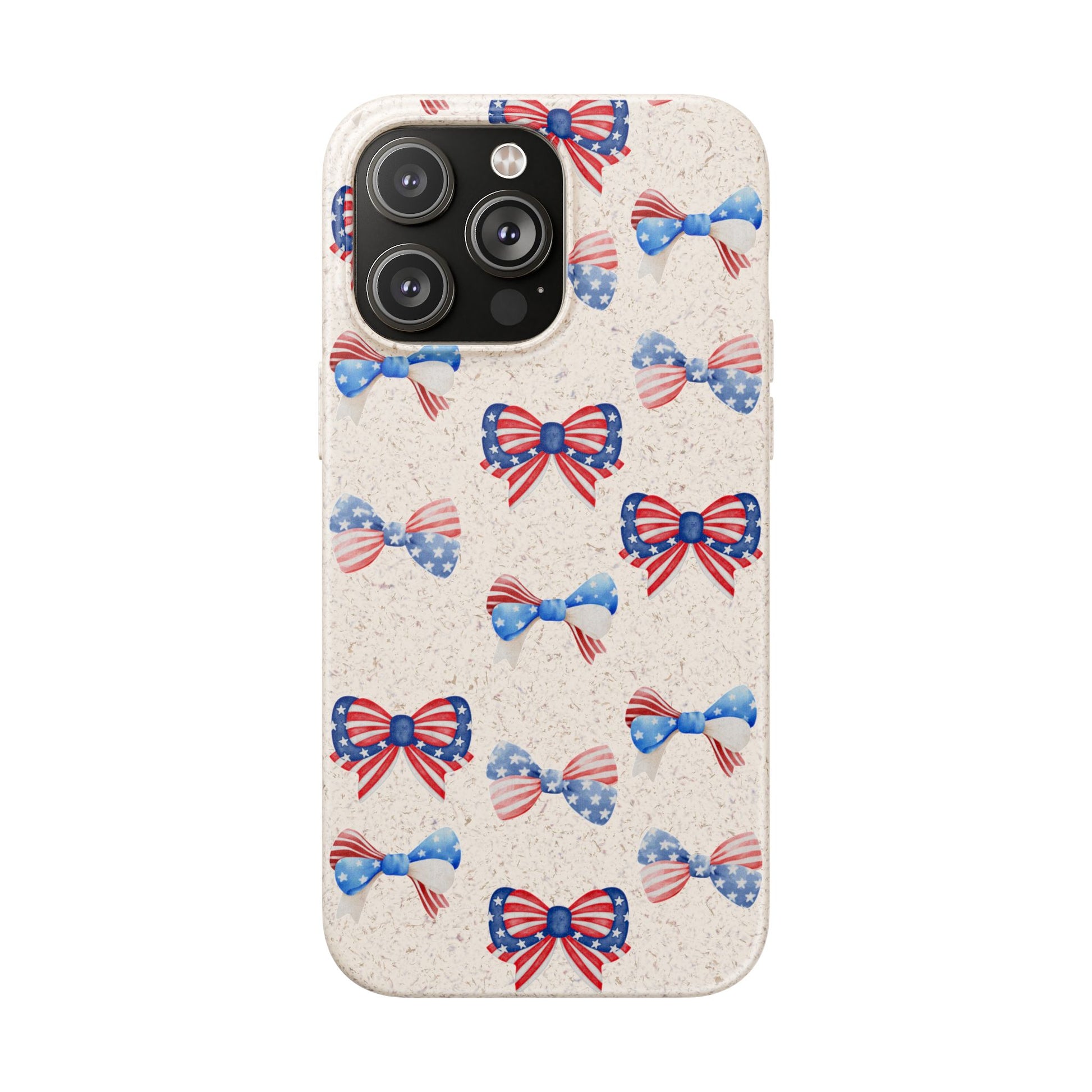 Red, White & Blue Bow Phone Case, Eco-Friendly Cell Phone Cover, Patriotic Biodegradable Case, USA Independence Day Gift, Summer Celebration - The Peony Haus