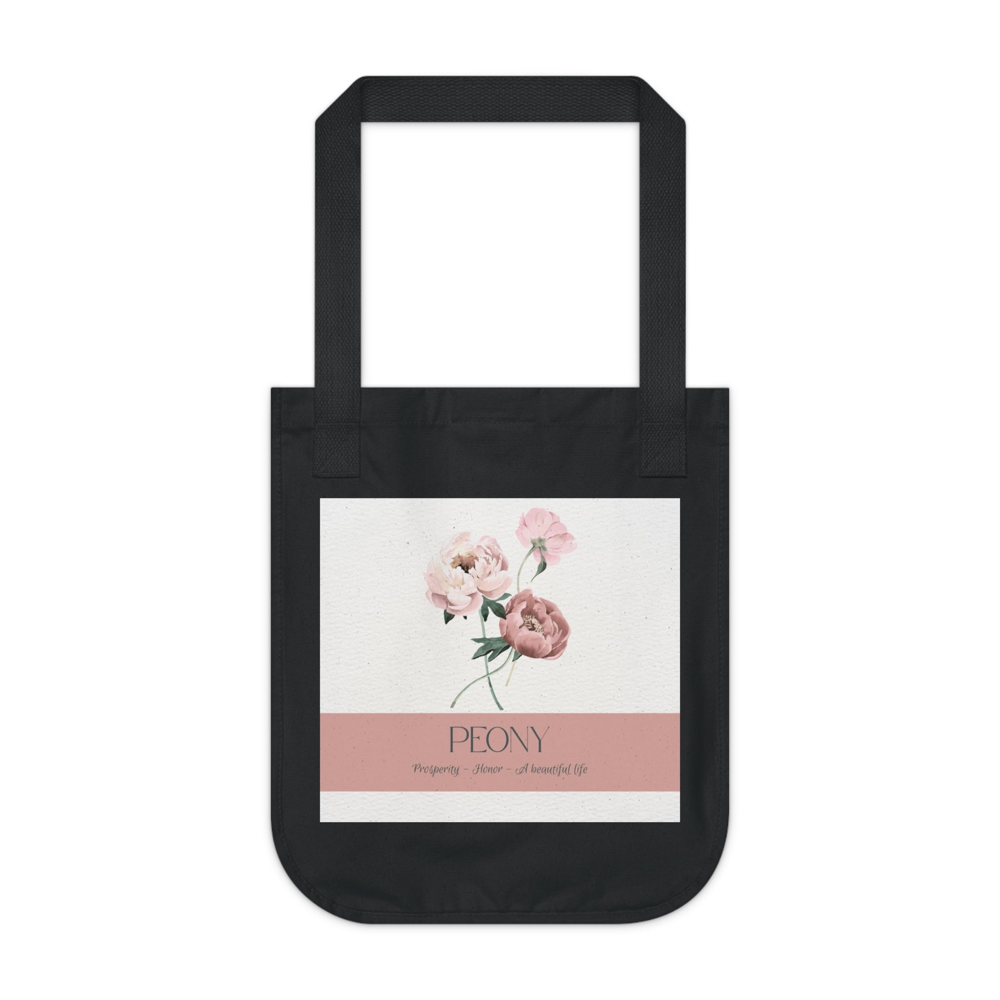 Organic Canvas Tote Bag with Floriography Peony Design by The Peony Haus - The Peony Haus