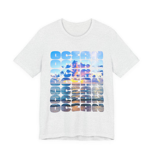 Ocean Photo Stack Tee - Coastal Sunset Graphic T-Shirt | unisex