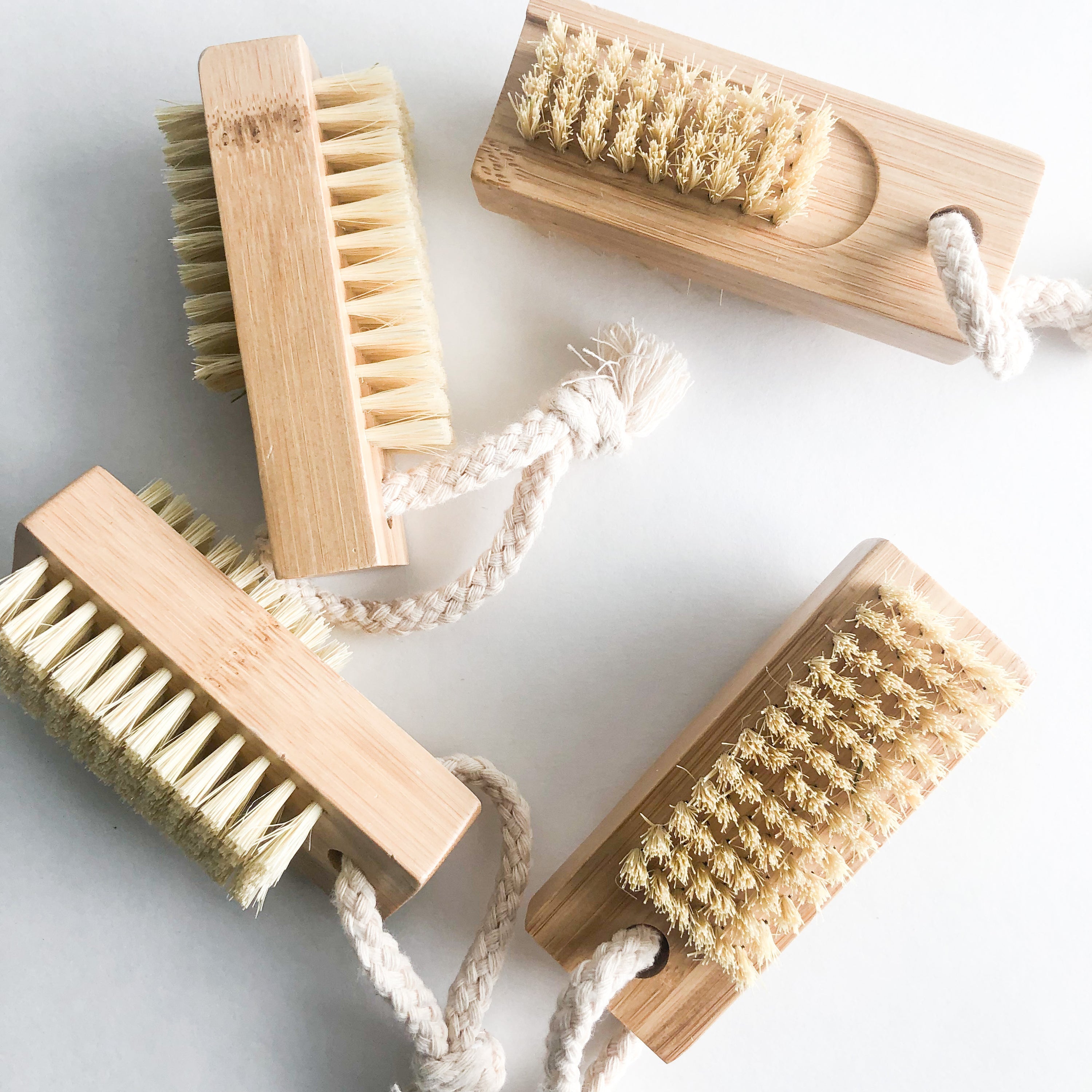 Double Sided Bamboo Sisal Nail Brush-Zero Waste Plastic Free Nail Brush - The Peony Haus