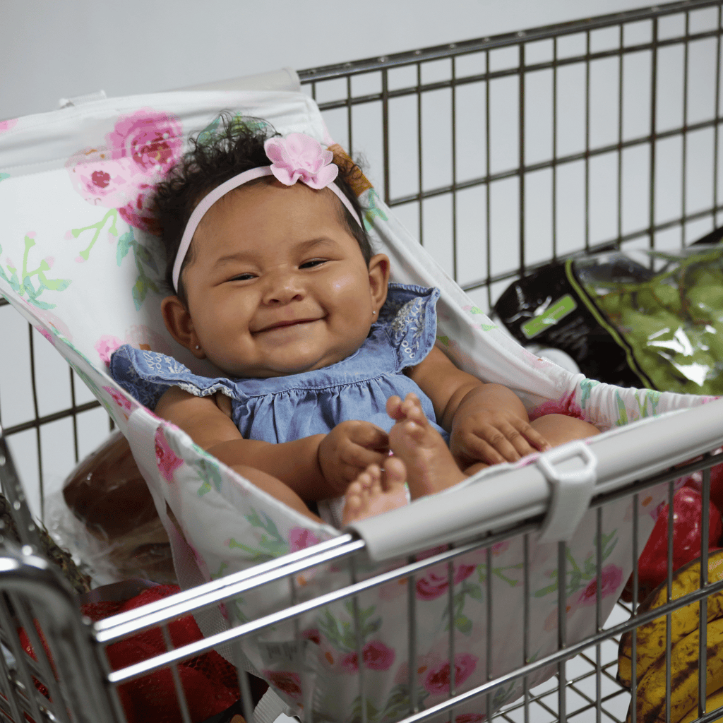 Baby Shopping Cart Hammock | Full Bloom Watercolor Floral Print - 97% cotton