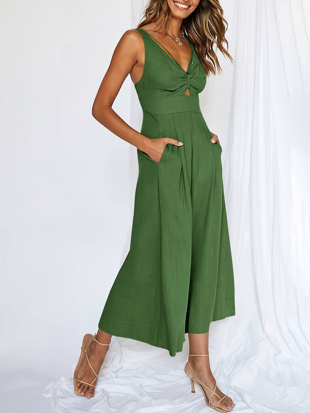 Ladies String Shoulder Overall Sleeveless Jumpsuit