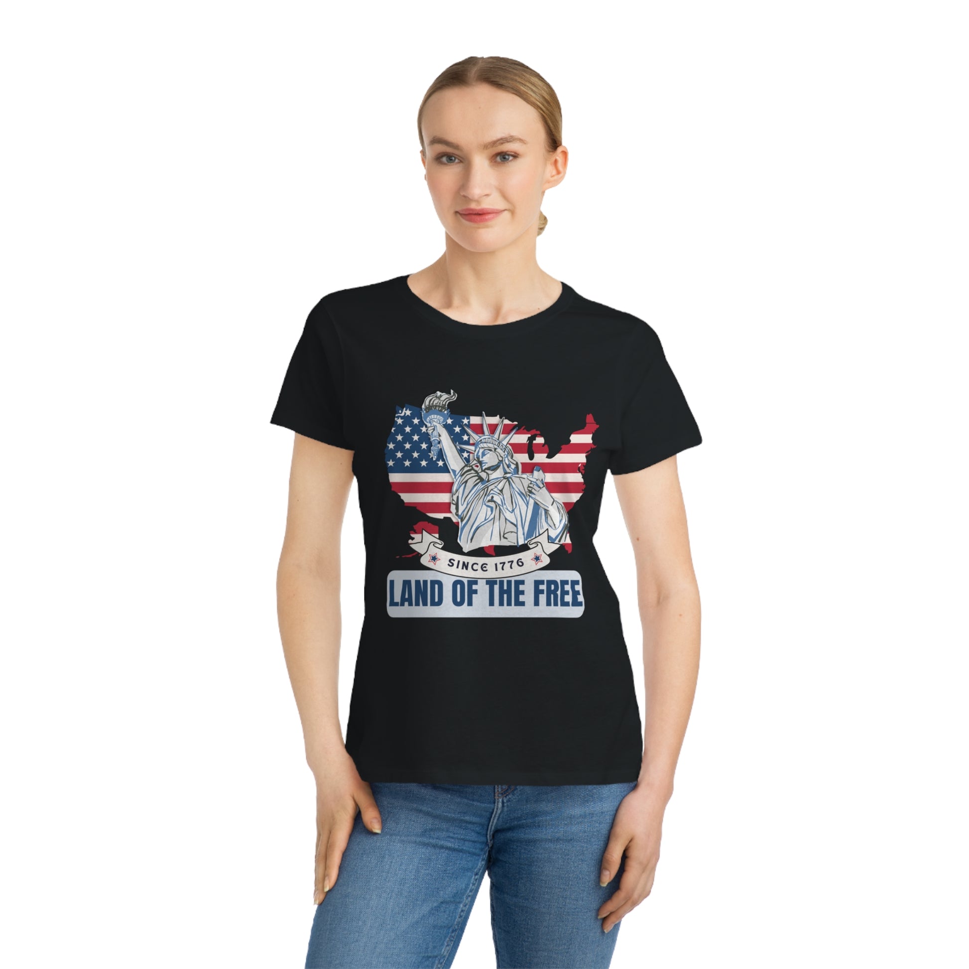 Organic Women's T-Shirt - Land of the Free - The Peony Haus