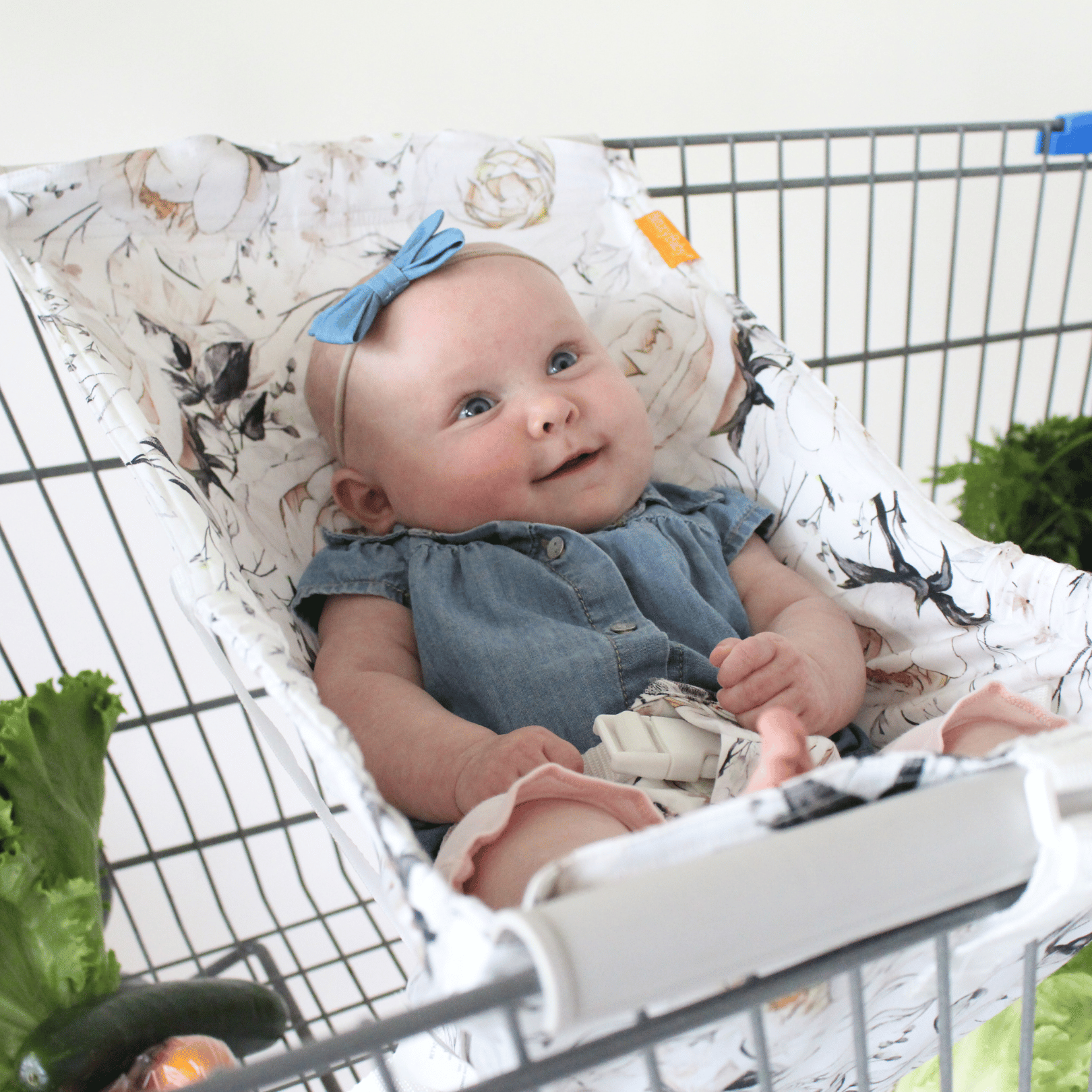 Baby Shopping Cart Hammock | Coming Up Roses Beautiful Floral Print - 97% cotton