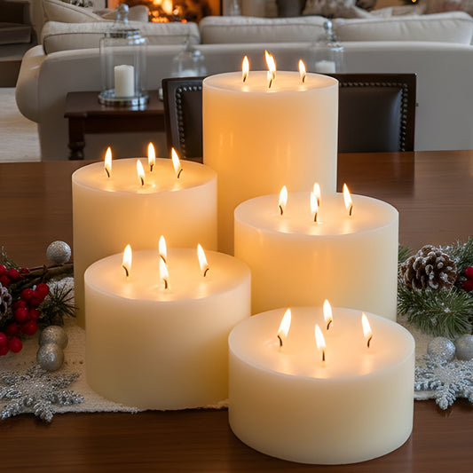 Giant Six Inch Wide White Beeswax 4 Wick Candles