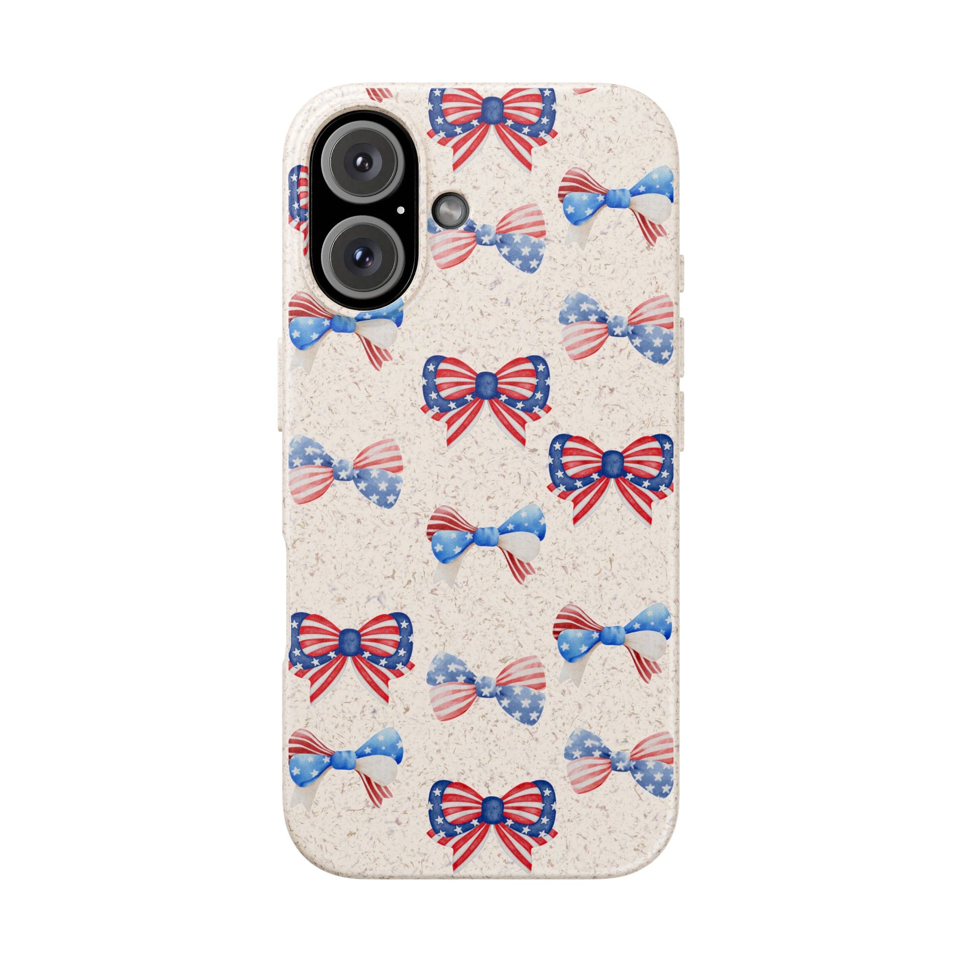Red, White & Blue Bow Phone Case, Eco-Friendly Cell Phone Cover, Patriotic Biodegradable Case, USA Independence Day Gift, Summer Celebration - The Peony Haus