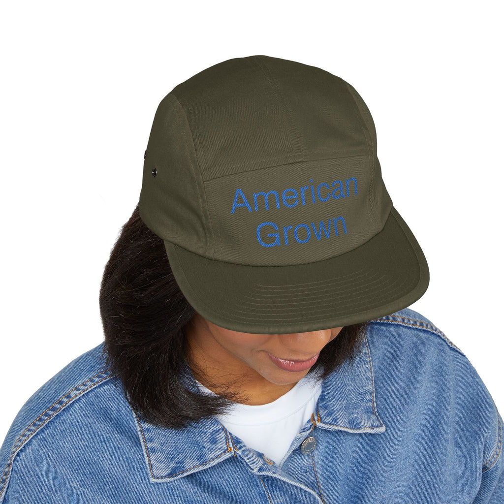 American Grown 5 Panel Cap, Embroidered Cap 100% Cotton