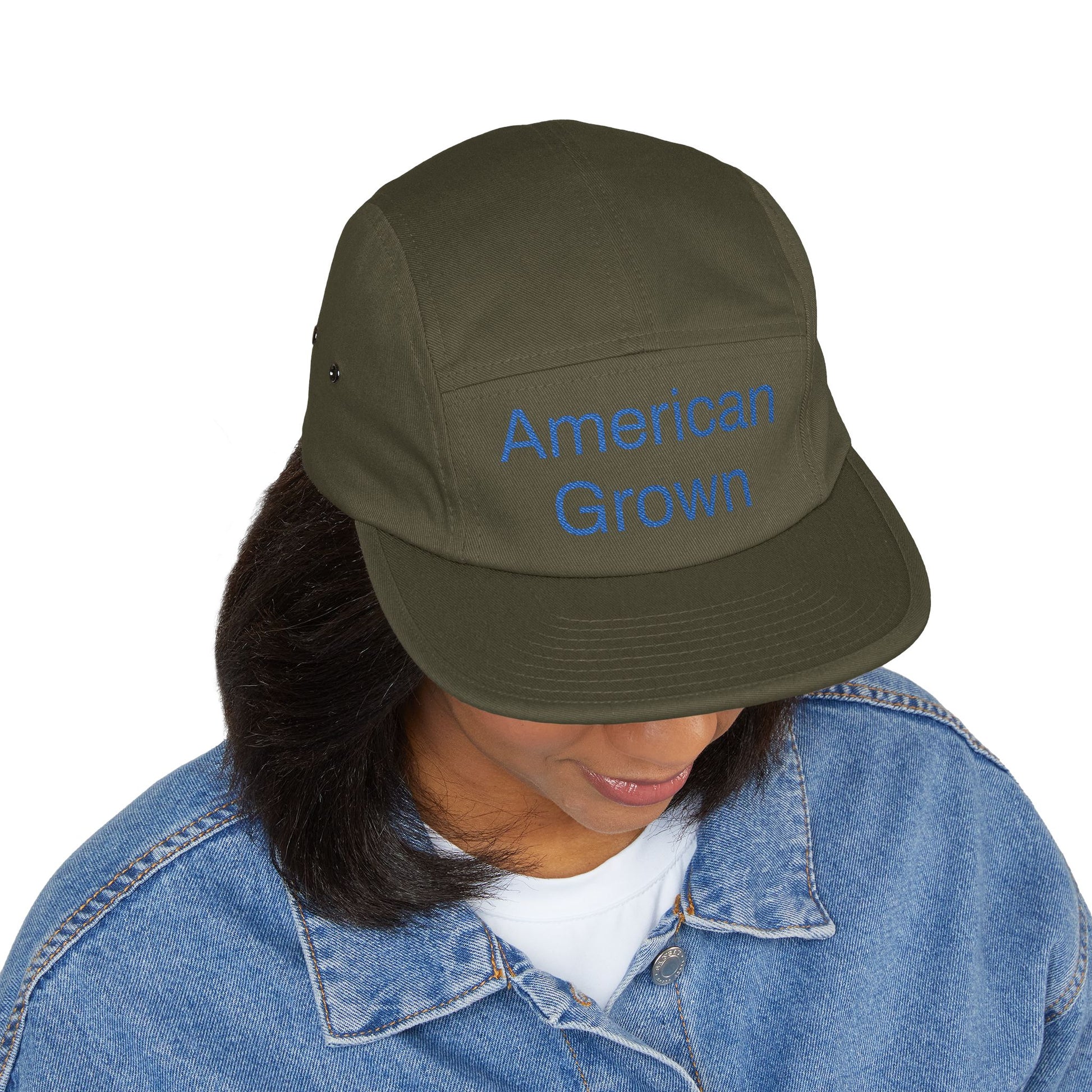 American Grown 5 Panel Cap, Embroidered Cap 100% Cotton