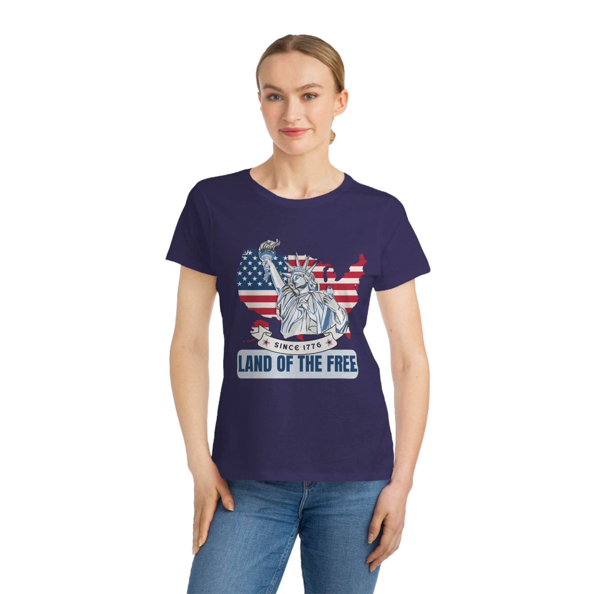 Organic Women's T-Shirt - Land of the Free - The Peony Haus