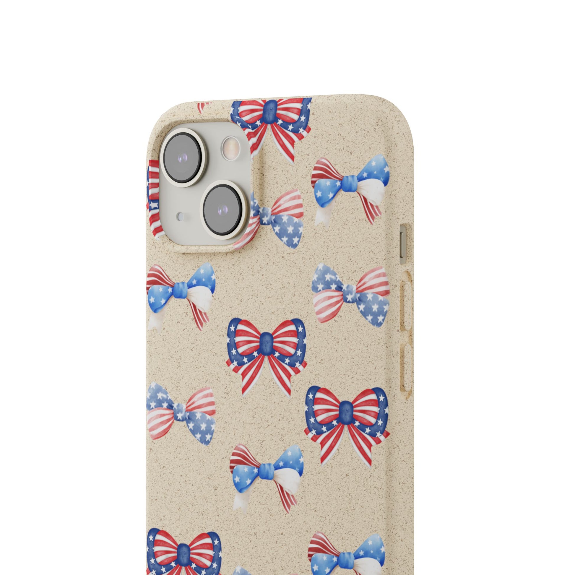 Red, White & Blue Bow Phone Case, Eco-Friendly Cell Phone Cover, Patriotic Biodegradable Case, USA Independence Day Gift, Summer Celebration - The Peony Haus