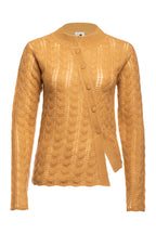 Garnet Round Neck Asymmetrical In Fish Bone Knit Sweater