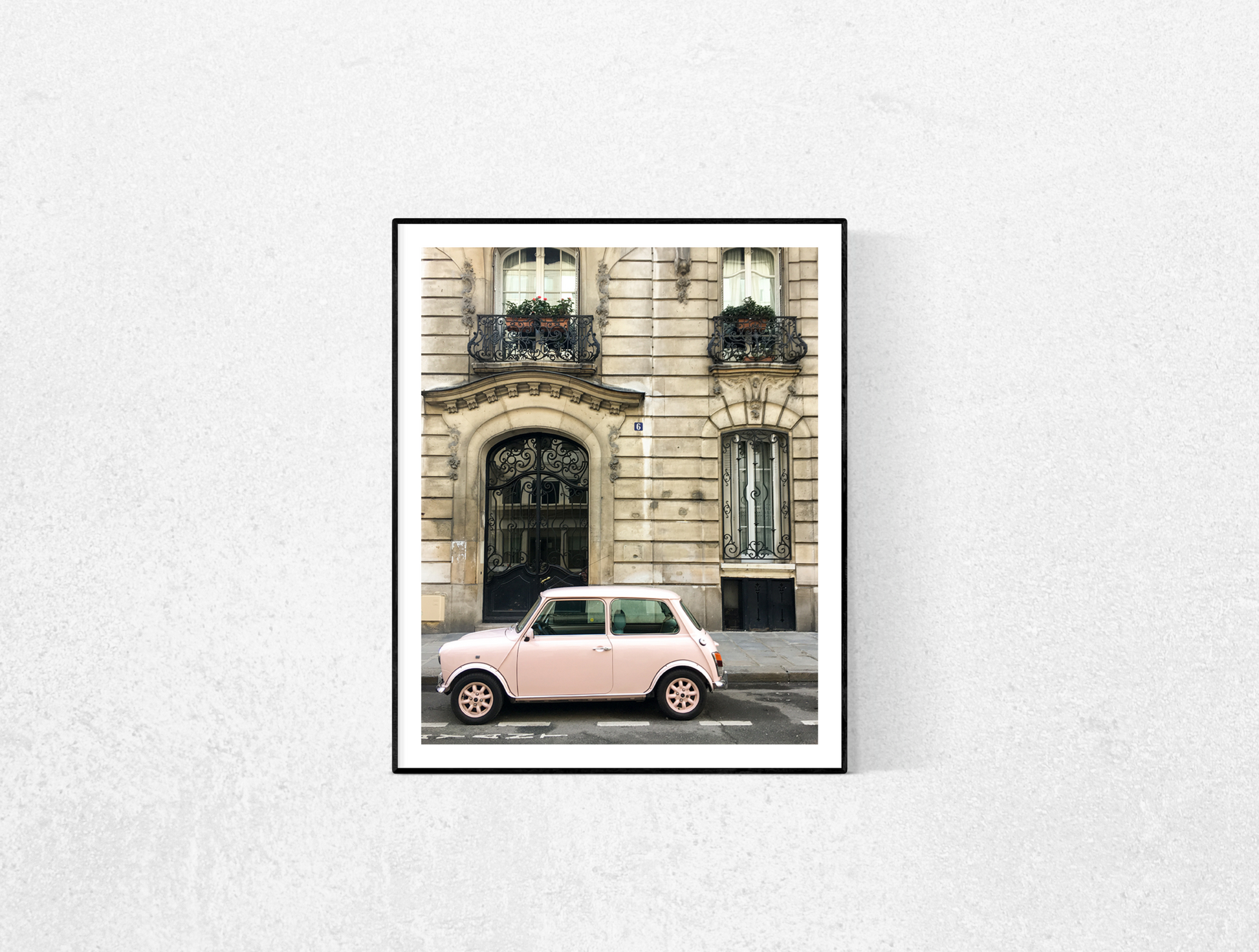 Pink Car on The Streets of Paris Print