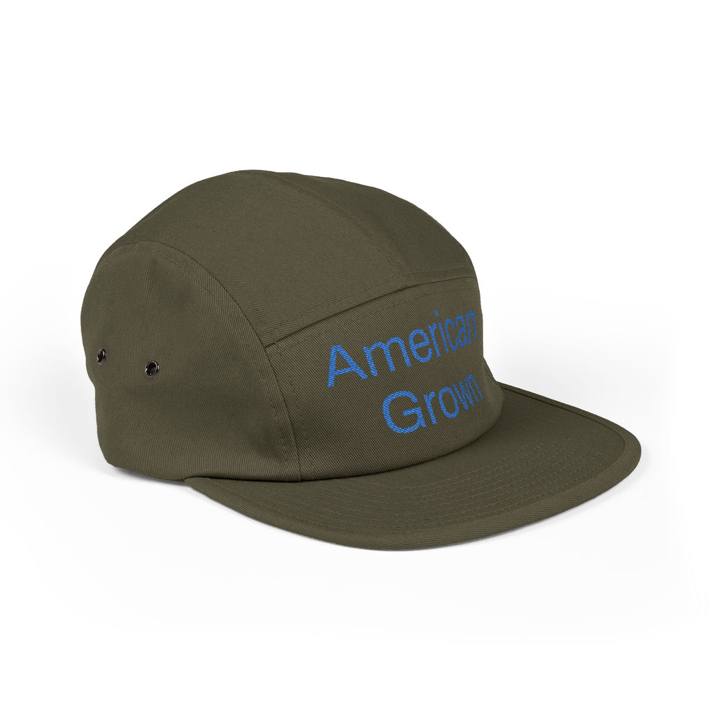 American Grown 5 Panel Cap, Embroidered Cap 100% Cotton