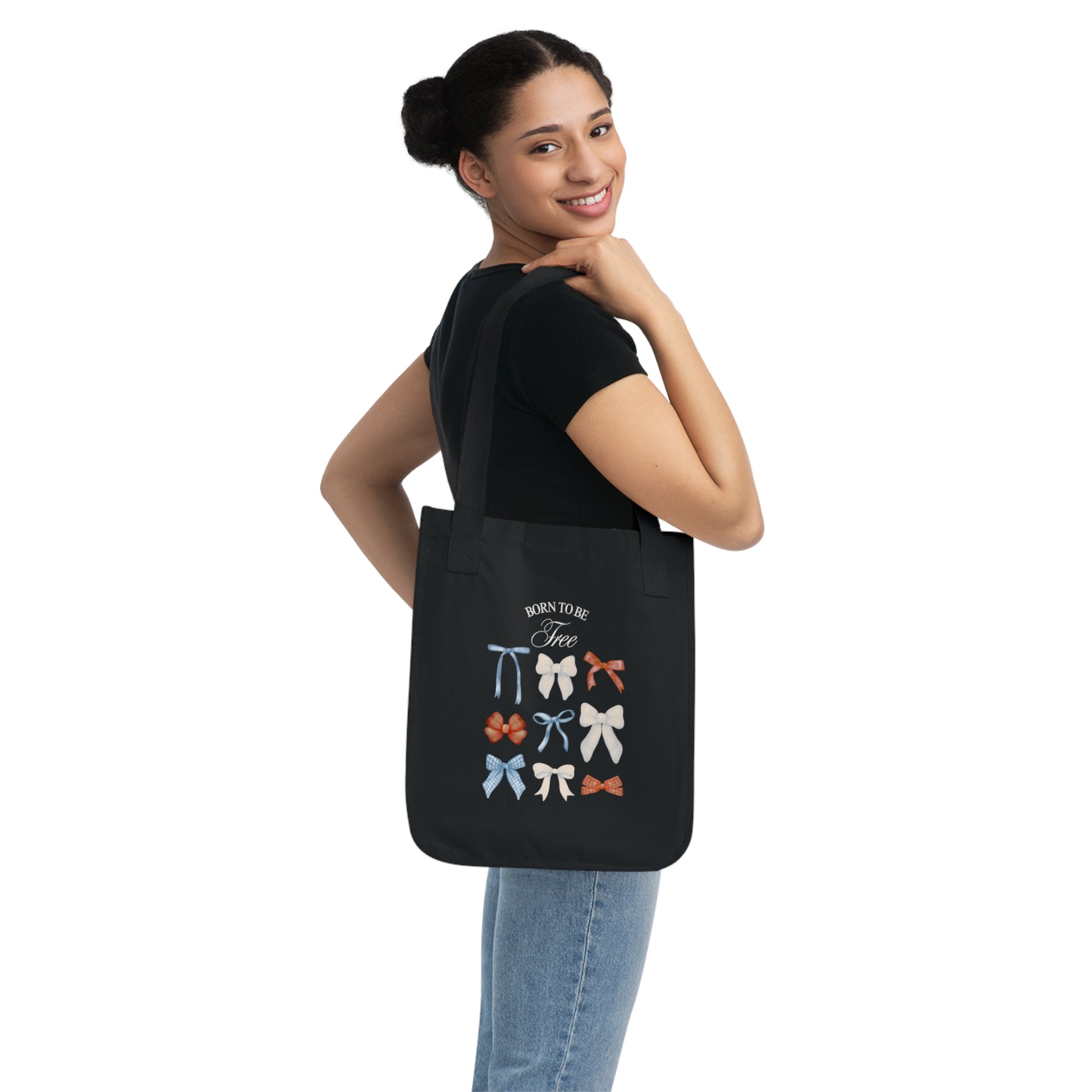 Organic Canvas Tote Bag - Born to be free - The Peony Haus