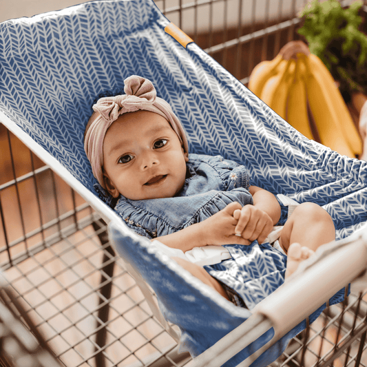 Baby Shopping Cart Hammock | Blue Little Arrow Design - 97% cotton