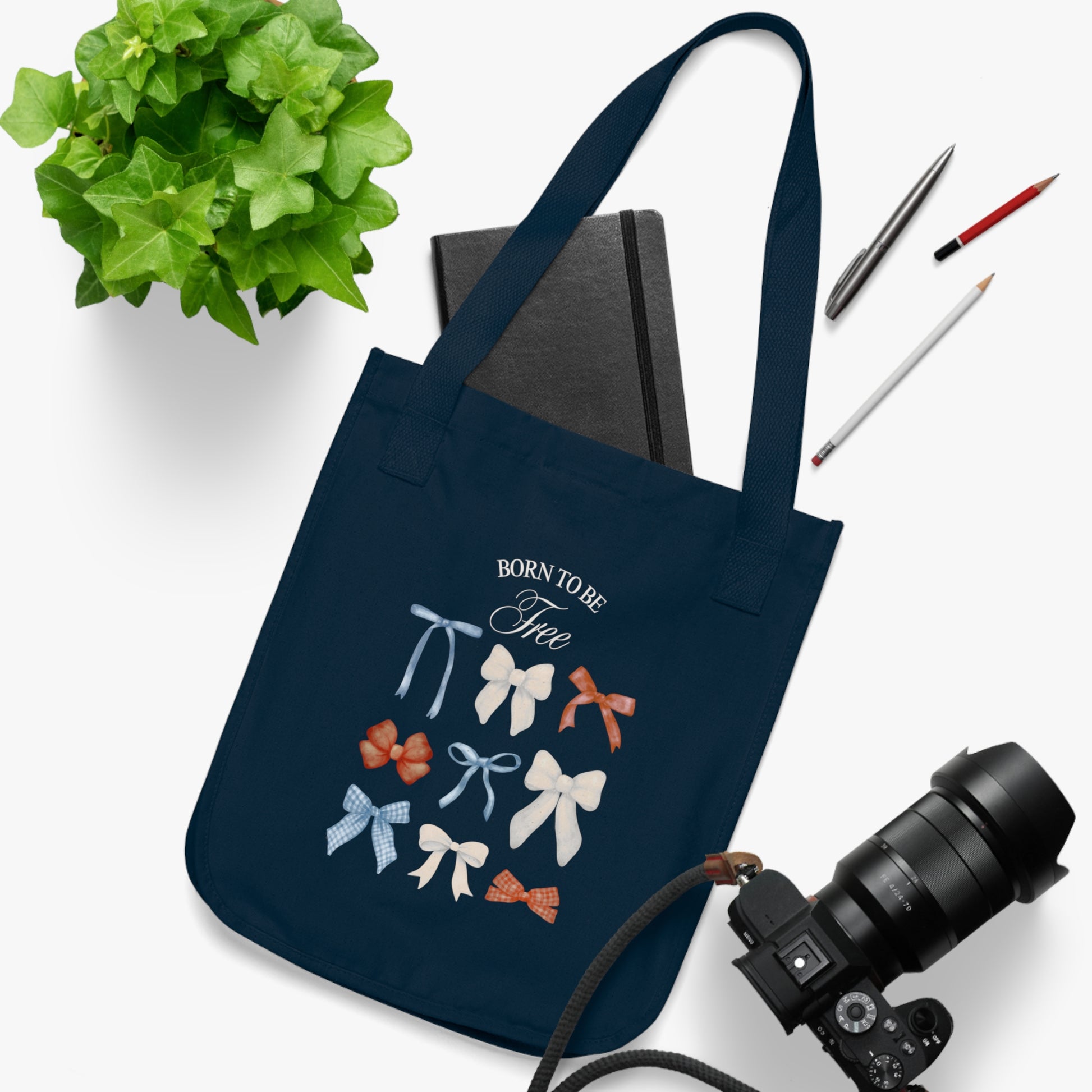 Organic Canvas Tote Bag - Born to be free - The Peony Haus