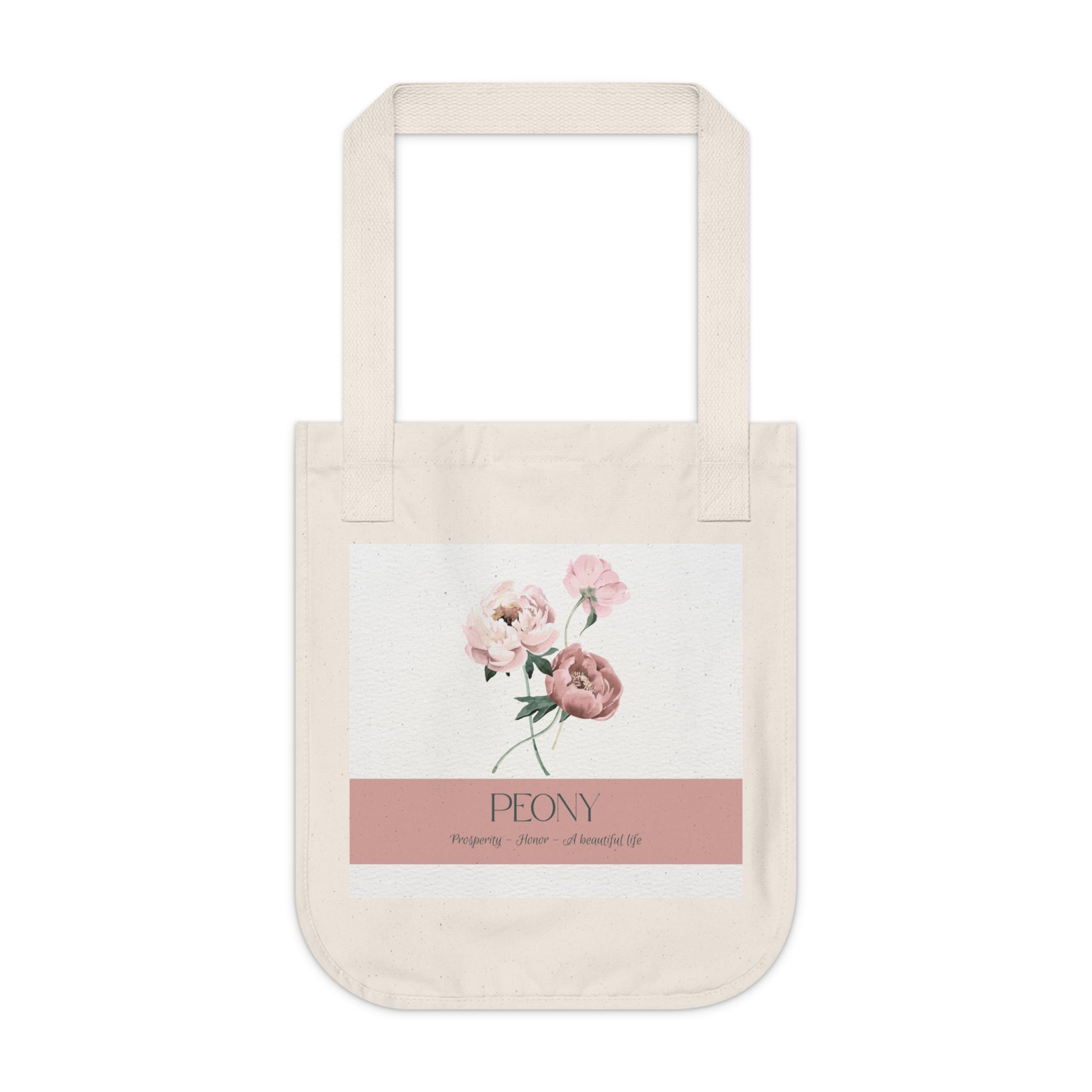 Organic Canvas Tote Bag with Floriography Peony Design by The Peony Haus - The Peony Haus