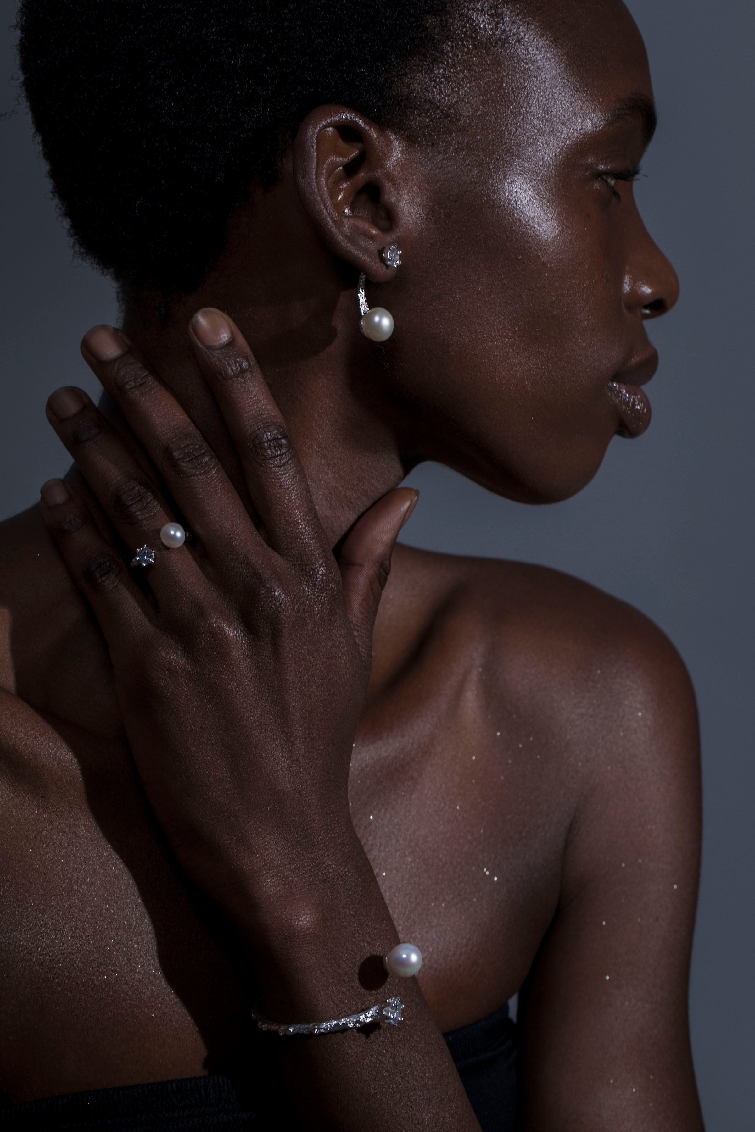 Nature's Elegance Branch Ring with Diamond & Pearl