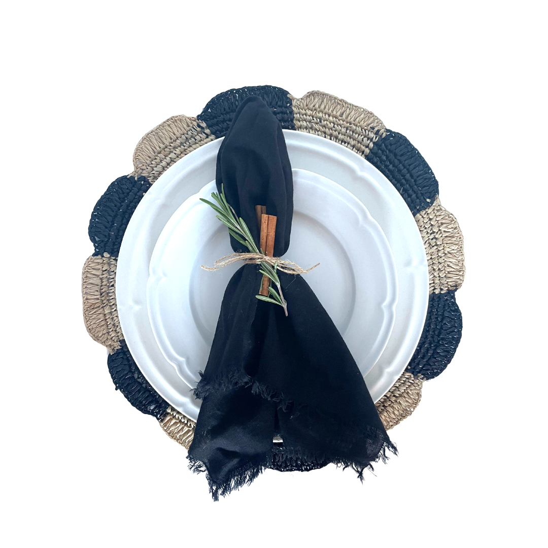 Paris Placemat, woven raffia tabletop