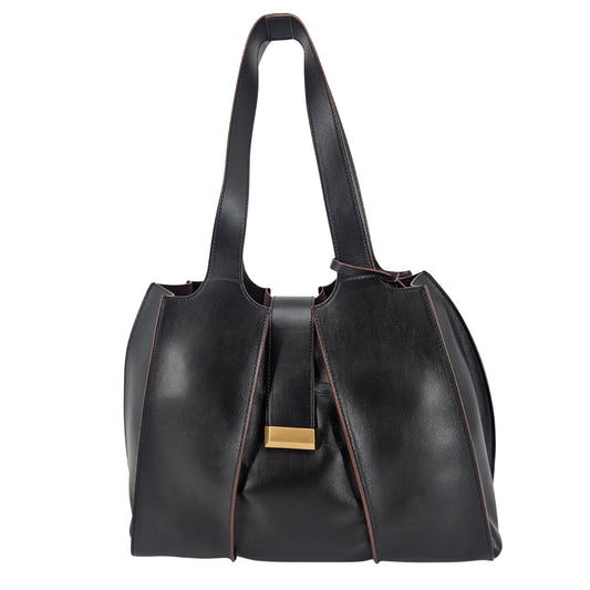 Eloise Black Leather Shoulder Bag