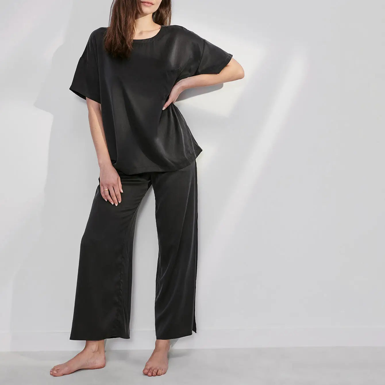 Washable Silk Tee Pant Set - The Peony Haus