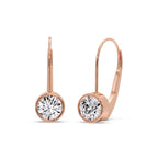Lever Back Bezel Set Round Diamond Earrings