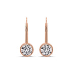Lever Back Bezel Set Round Diamond Earrings