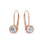 Lever Back Bezel Set Round Diamond Earrings