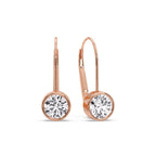 Lever Back Bezel Set Round Diamond Earrings