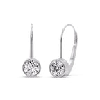 Lever Back Bezel Set Round Diamond Earrings