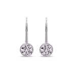 Lever Back Bezel Set Round Diamond Earrings