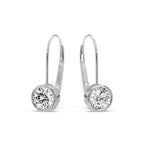 Lever Back Bezel Set Round Diamond Earrings