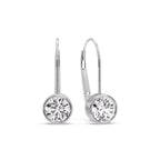 Lever Back Bezel Set Round Diamond Earrings