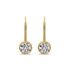 Lever Back Bezel Set Round Diamond Earrings